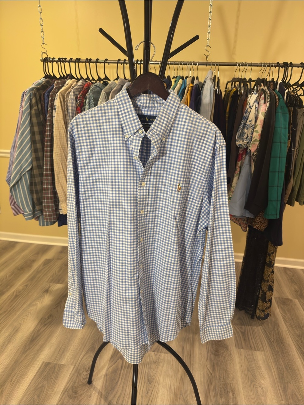 Ralph Lauren Light Blue & White Gingham Button-Down Shirt
